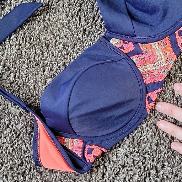 Ninety Six Degrees Bikini Top Blue Pink Strapless Size Medium - Picture 4 of 6
